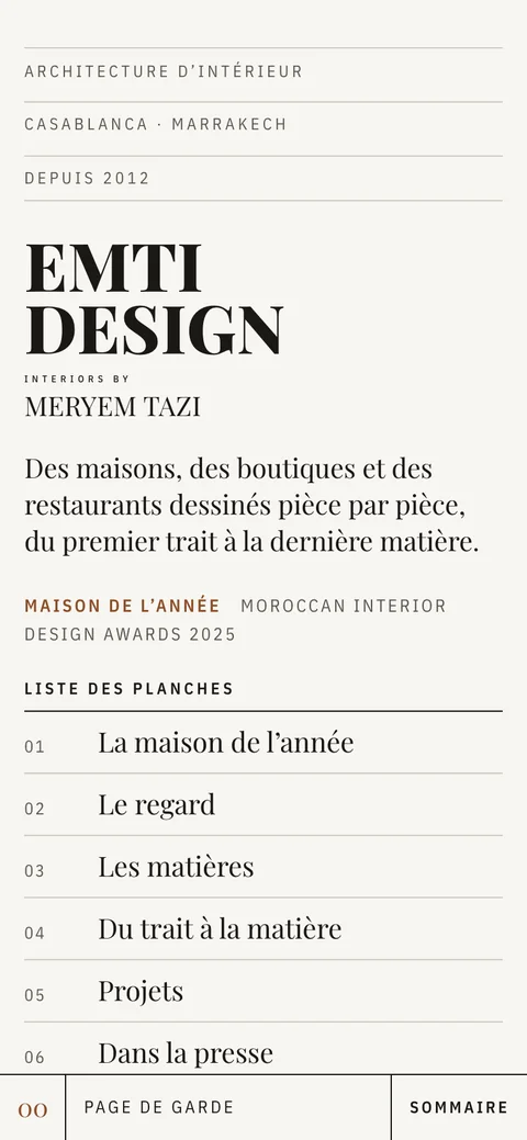 Accueil du site d’Emti Design sur téléphone